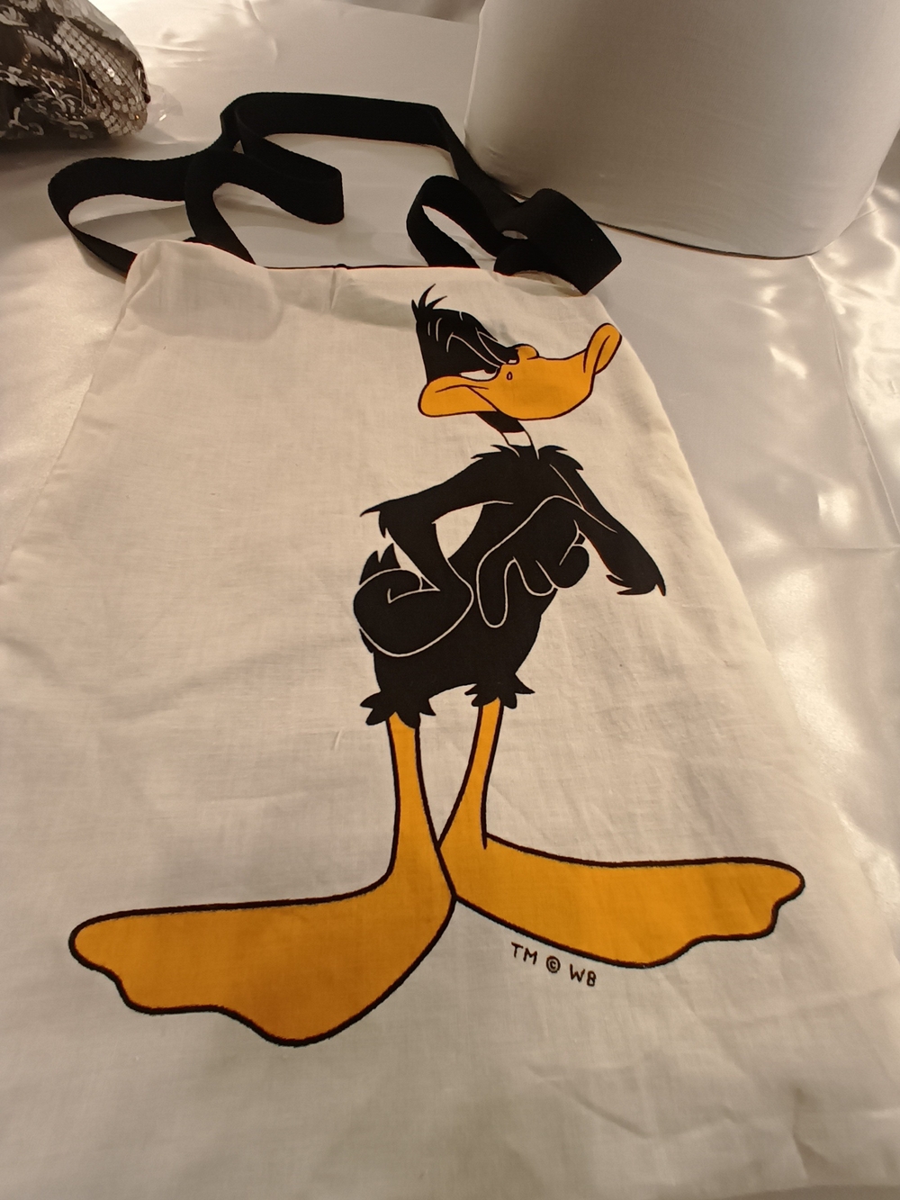 Daffy Duck Canvas Tote Bag with Black Strap